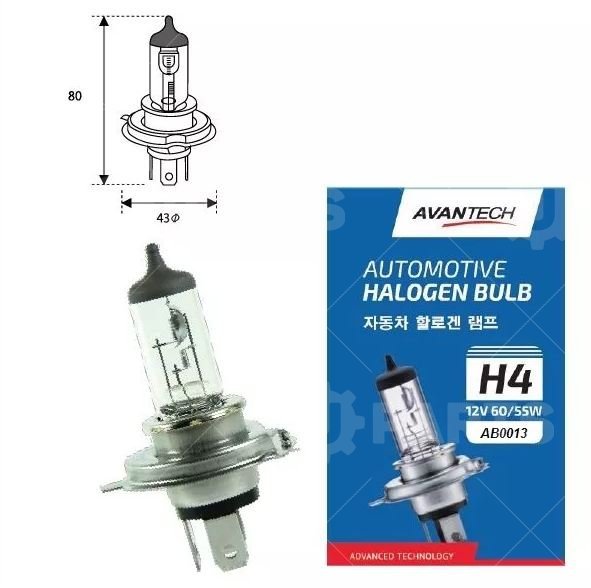 Лампа H4 Avantech головного света (HB2) 12V 60/55W