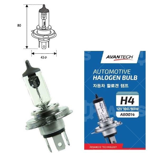 Лампа H4 Avantech (HB2) 12V 100/90W головного света