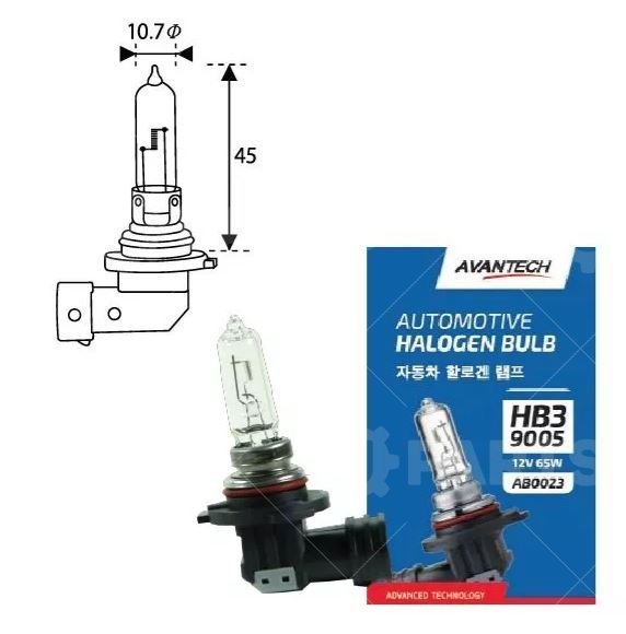 Лампа Avantech 9005 (HB3) 12V 65W головного света  | AB0023. Под заказ.