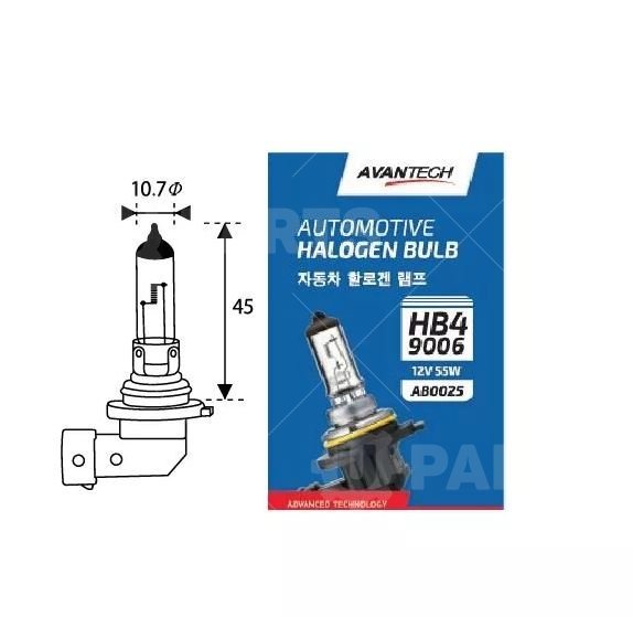 Лампа Avantech 9006 (HB4) 12V 55W головного света | AB0025. Под заказ.