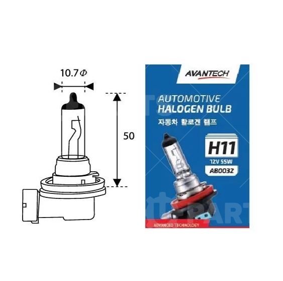 Лампа H11 Avantech 12V 55W головного света    | AB0032. Под заказ.