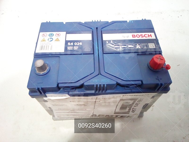 Аккумуляторная батарея (АКБ) BOSCH S4 SILVER 12V 70Ah 630A Евро 261x175x220 | 0092S40260. Под заказ.