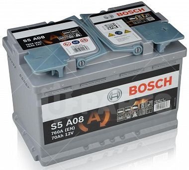 Аккумуляторная батарея BOSCH S5 A08 AGM 12V 70Ah 760A Евро 278x175x190 | 0092S5A080. Под заказ.