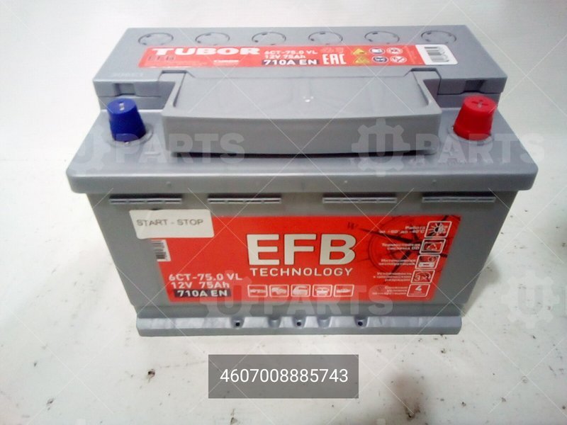 Аккумуляторная батарея TUBOR EFB 6СТ-75.0 | 4607008885743. В наличии.