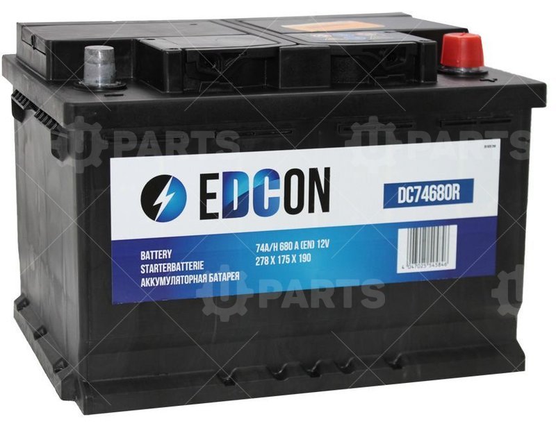 Аккумуляторная батарея EDCON 12V 74Ah 680A Евро ДхШхВ:278mmx175mmx190mm | DC74680R. Под заказ.