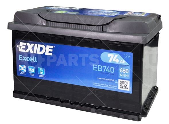 Аккумуляторная батарея EXEDY 12V 74Ah 680A Евро 278x175x190 | EB740. Под заказ.