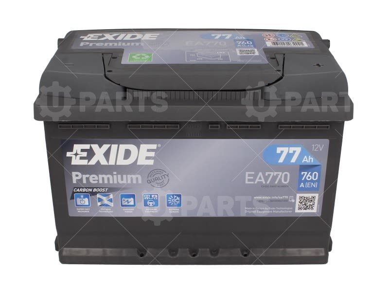 Аккумуляторная батарея EXIDE12V 77Ah 760A Евро ДхШхВ:278mmx175mmx190mm | EA770. Под заказ.