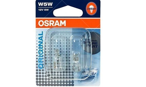 Лампа OSRAM W5W 12V (5W) W2.1x9.5d Original стеклянный цоколь 4050300838632 | 2825. Под заказ.