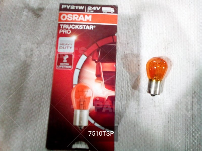 Лампа OSRAM PY21W (21W) 24V BAU15s Trucksrar PRO желтая 4008321798169 | 7510TSP. Под заказ.