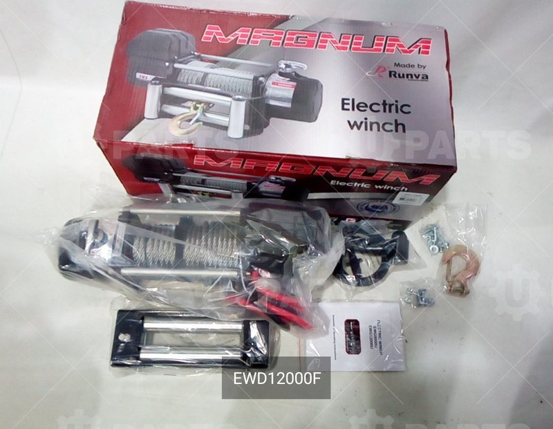 Лебёдка электрическая 12V Magnum 12000 lbs 5700 кг (стальной трос) | EWD12000F. Под заказ.