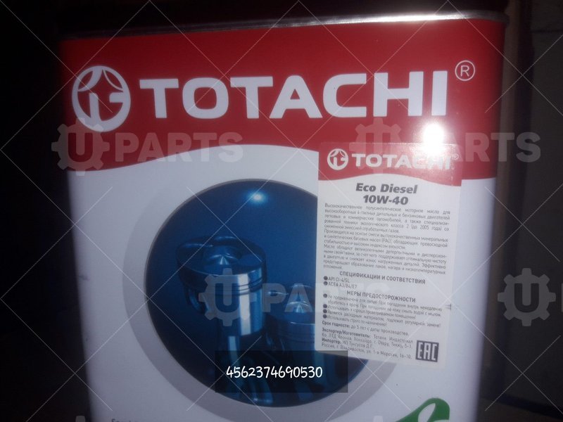 Масло моторное полусинтетическое Totachi Eco Diesel 10W-40 API:CI-4/SL 6л | 4562374690530. Под заказ.